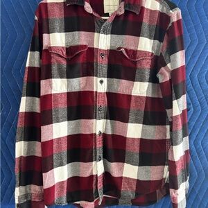 American Eagle Outfitters Red and Black Casual Button Down Shirt